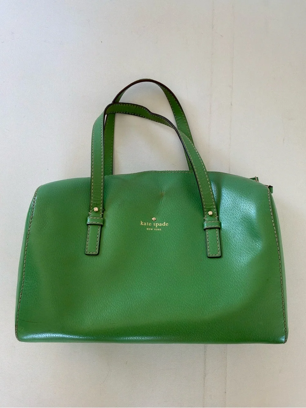 Kate Spade New York Melinda Green Pebbled Leather Zip Top Satchel Shoulder Tote